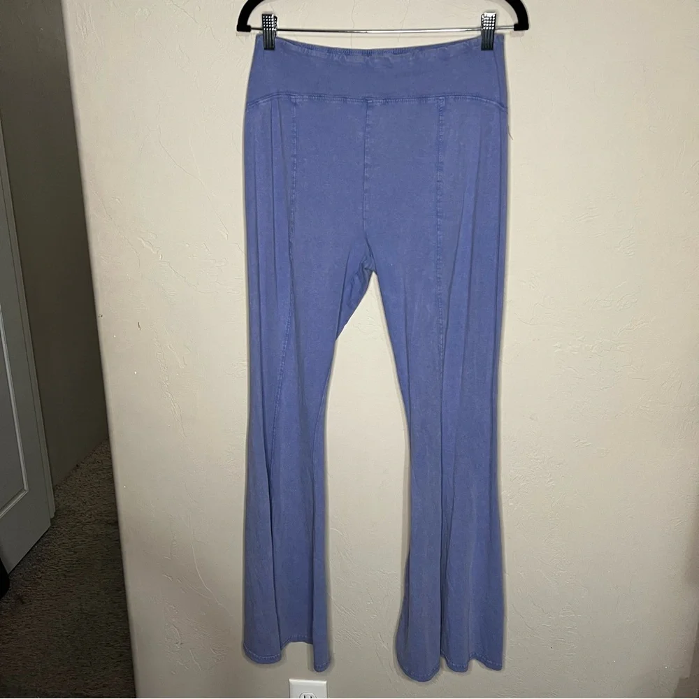 Out From Under UO Aria High Rise Lavender Blue Washed Flare Pull On Groovy Pants